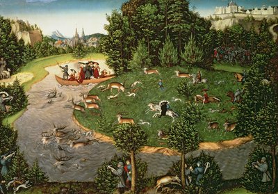 Hon na jelena kurfiřta Friedricha III. Moudrého, 1529 (panel) od Lucas Cranach the Elder