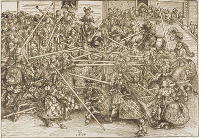 Třetí turnaj s rytíři lámajícími kopí od Lucas Cranach the Elder