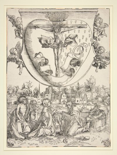 Panna, svatý Jan, svatý Vavřinec a svatý Roch s náručí Nejsvětějšího Srdce od Lucas Cranach the Elder