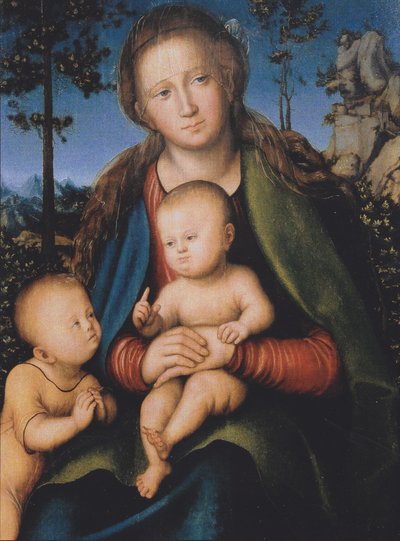 Panna Marie s dítětem a svatý Jan od Lucas Cranach the Elder