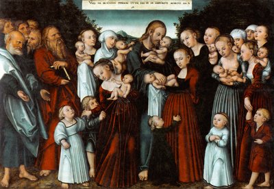 Německy: Christus segnet die Kinder Kristus žehná dětem od Lucas Cranach the Younger