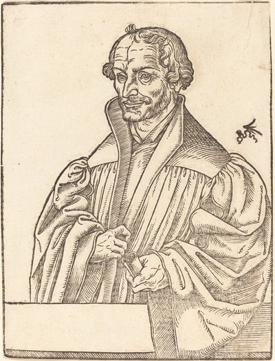 Philip Melanchton, Polodélka doleva, stojící za prsou od Lucas Cranach the Younger