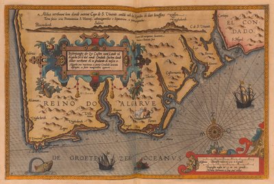 Nadrozměrný atlas s názvem "Speculum nauticum super navigatione maris occidentalis confectu, continens omnes oras maritimas Galliae, Hispaniae, and praecipuarum partium Angliae", cca 1591 (kresba). od Lucas Janszoon Waghenaer