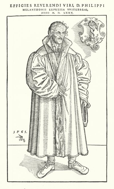 Philipp Melanchthon, německý protestantský reformátor (rytina) od Lucas The Younger (after) Cranach