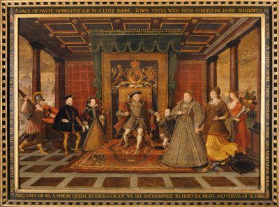 „Rodina Jindřicha VIII.: Alegorie tudorovského dědictví“, 1572 od Lucas de Heere