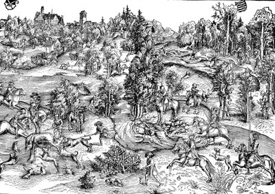 Lov jelenů na venkově od Lucas the Elder (after) Cranach