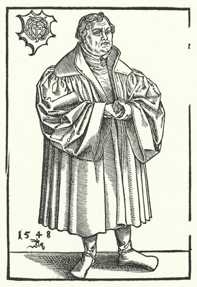Německý protestantský reformátor Martin Luther v pozdějším věku (rytina) od Lucas the Elder (after) Cranach