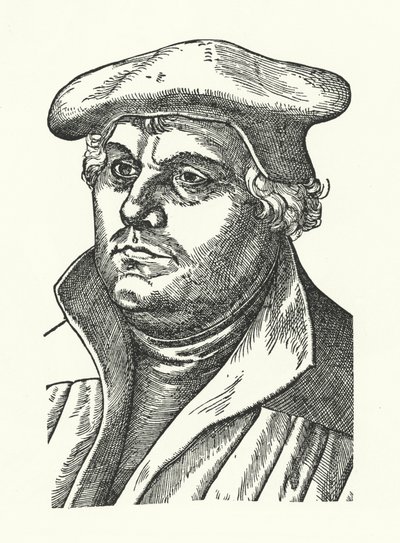 Martin Luther, německý protestantský reformátor (rytina) od Lucas the Elder (after) Cranach