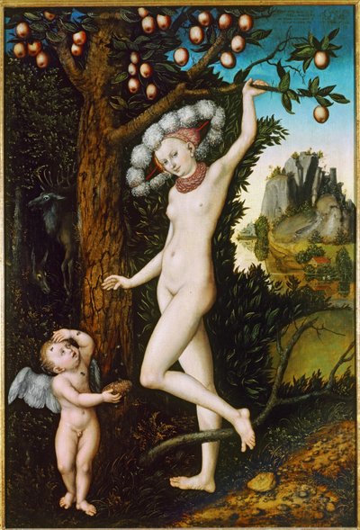 Amor si stěžuje Venuši... (malba na dřevě) od Lucas the Elder Cranach