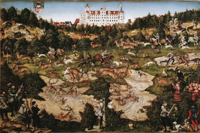 Lov na počest Karla V. na zámku Torgau (Malba od Lucas the Elder Cranach