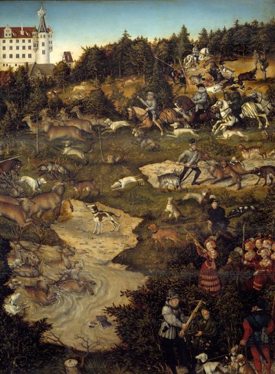 Lov na počest Karla V. na zámku Torgau (Německo). Detail. Obraz Lucase Cranacha (1472-1553) od Lucas the Elder Cranach