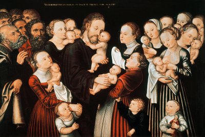 Ježíš a děti od Lucas the Elder Cranach