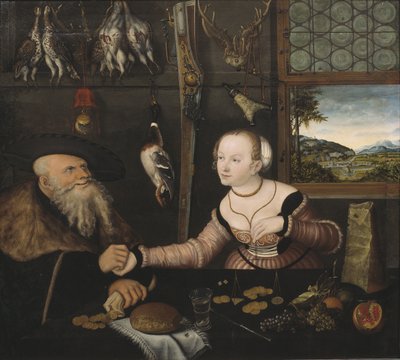 Le couple mal assorti - Nešťastný pár, Cranach, Lucas, starší (1472-1553). Olej na dřevě od Lucas the Elder Cranach