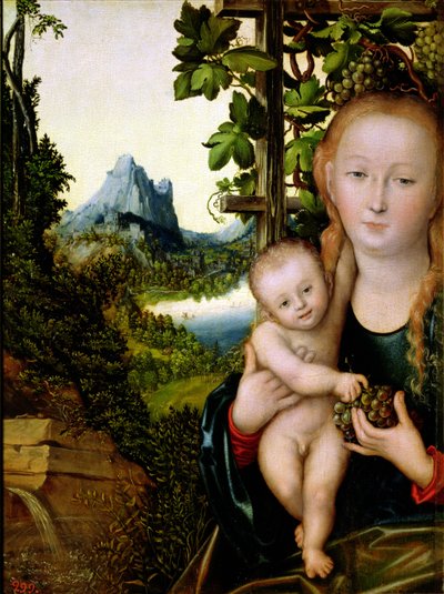Madonna a dítě, cca 1525 (olej na dřevě) od Lucas the Elder Cranach