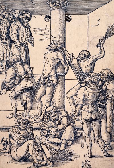 Umučení Krista: bičování, od Lucase Cranacha staršího (1472-1553), dřevoryt od Lucas the Elder Cranach