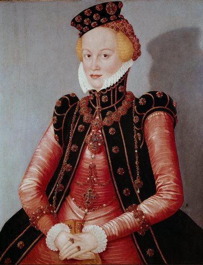 Portrét lady Mladá žena bohatě oděná, na sobě klobouk a ozdoby zdobené drahokamy. Obraz Lucase Cranacha staršího (1472-1553) Rozm. 87 x 69 cm Mnichov Alte Pinakothek od Lucas the Elder Cranach