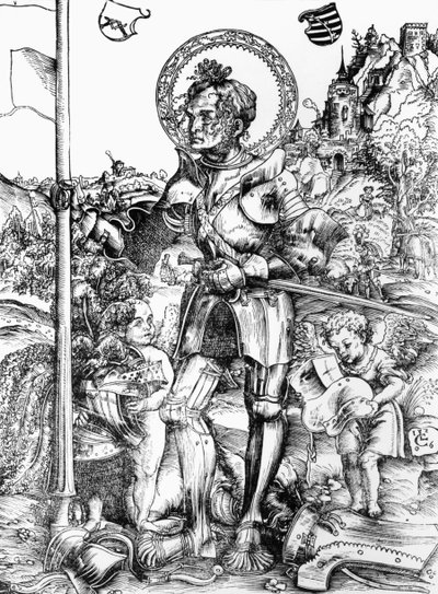 St. George (dřevořez) (č/b foto) od Lucas the Elder Cranach