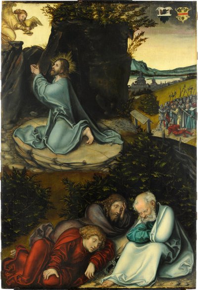 Agónie v zahradě, Cranach, Lucas, starší (1472-1553). Olej na dřevě, cca 1540. Rozměry: 86,5 x 58,5 cm. Museum Kunstpalast, Düsseldorf od Lucas the Elder Cranach