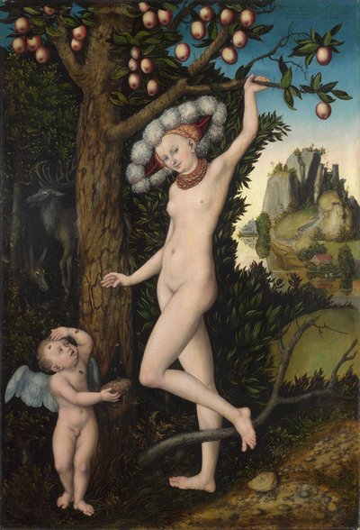 Venuše a Amor, cca 1525 (olej na dřevě) od Lucas the Elder Cranach
