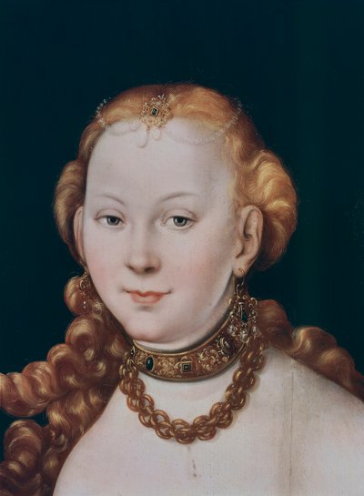 Venuše, detail z Venuše a Amor (olej na panelu) od Lucas the Elder Cranach