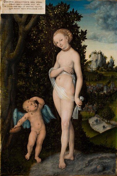 Venuše s Amorem krade med od Lucas the Elder Cranach