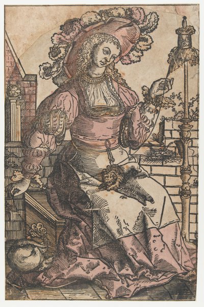 předení žena od Lucas van Leyden (attributed to)