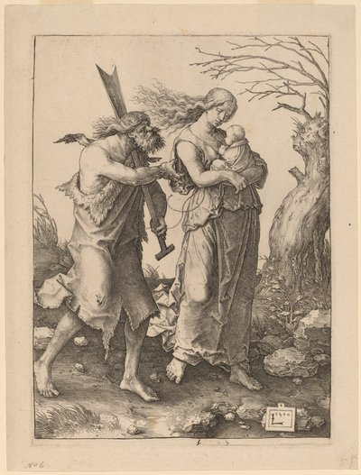 Adam a Eva po jejich vyhnání z ráje od Lucas van Leyden