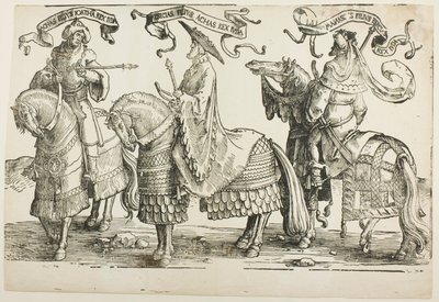 Achaz, Ezechiáš, Manasses, deska čtyři, z Dvanácti králů Izraele od Lucas van Leyden