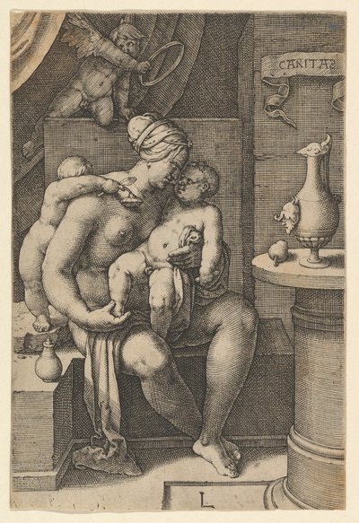 Charita, ze série Sedm ctností, 1530. od Lucas van Leyden