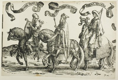 David, Šalamoun, Rechabeám, deska jedna, z Dvanácti králů Izraele od Lucas van Leyden