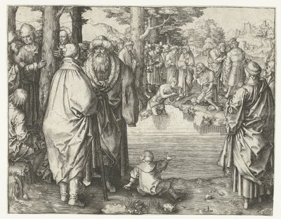 Křest Kristův v Jordánu od Lucas van Leyden