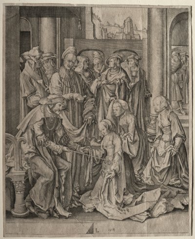 Ester před Ahasverem, 1518. od Lucas van Leyden