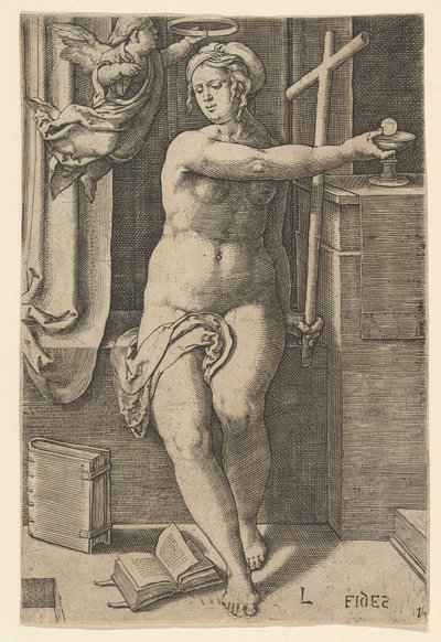 Faith Fides, ze série Sedm ctností, 1530. od Lucas van Leyden