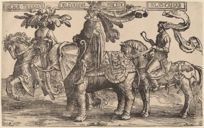 Hektor Trójský, Alexandr Makedonský, Julius Caesar od Lucas van Leyden