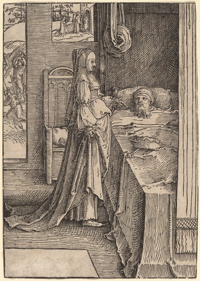 Jezábel slibující Nabotovu vinici králi Achabovi od Lucas van Leyden