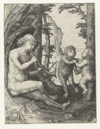 Chlapec s dechovým nástrojem od Lucas van Leyden