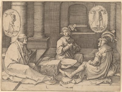 Joseph vykládá sny ve vězení od Lucas van Leyden