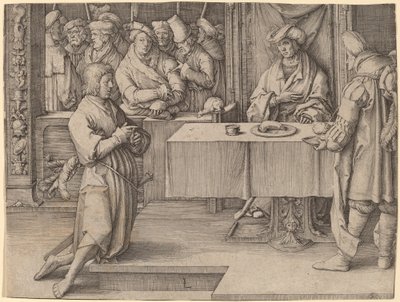Joseph vykládá sny faraona od Lucas van Leyden