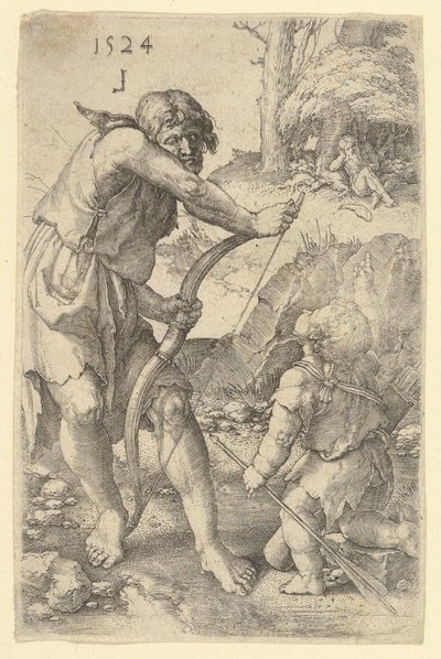 Lámech a Kain, 1524. od Lucas van Leyden