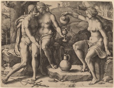 Lot a jeho dcery od Lucas van Leyden