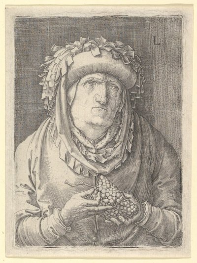 Stará žena s hrozny, ca. 1523. od Lucas van Leyden