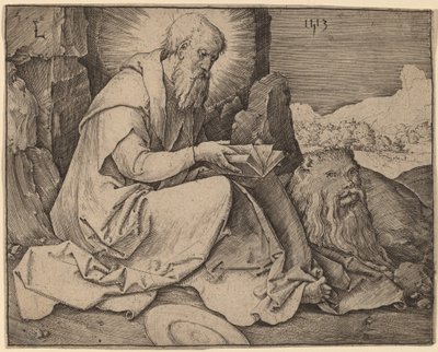 Svatý Jeroným v krajině od Lucas van Leyden
