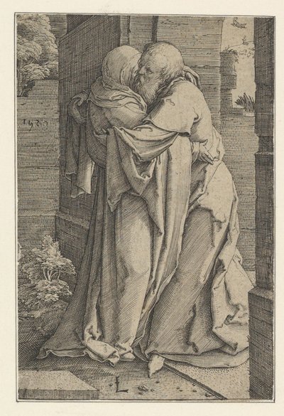 Svatý Joachim objímající svatou Annu, 1520. od Lucas van Leyden