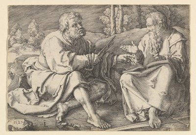 Sts. Petra a Pavla sedící v krajině, 1527. od Lucas van Leyden