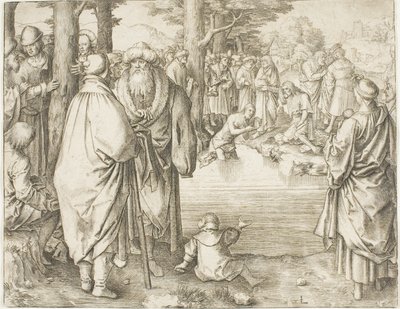 Křest Krista v řece Jordán od Lucas van Leyden