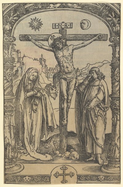 Ukřižování použité v Missale Traictense Utrecht Missal, Leiden, 1514, asi 1512. od Lucas van Leyden