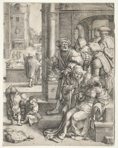 Básník Virgil zavěšený v koši, 1525. od Lucas van Leyden