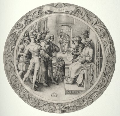 Kulaté pašije: Kristus před veleknězem od Lucas van Leyden