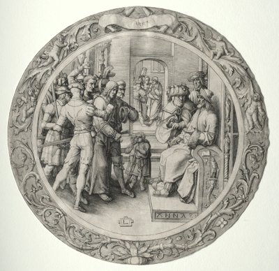 Kulaté pašije: Kristus před veleknězem, 1509. od Lucas van Leyden