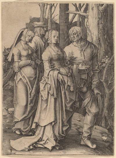 Dva páry v lese od Lucas van Leyden